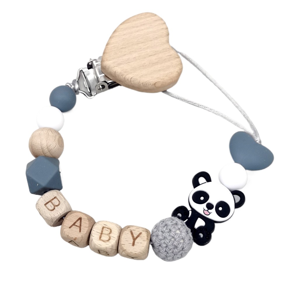 Baby Products 1 Year - Drewniany, personalizowany łańcuszek do smoczka dla